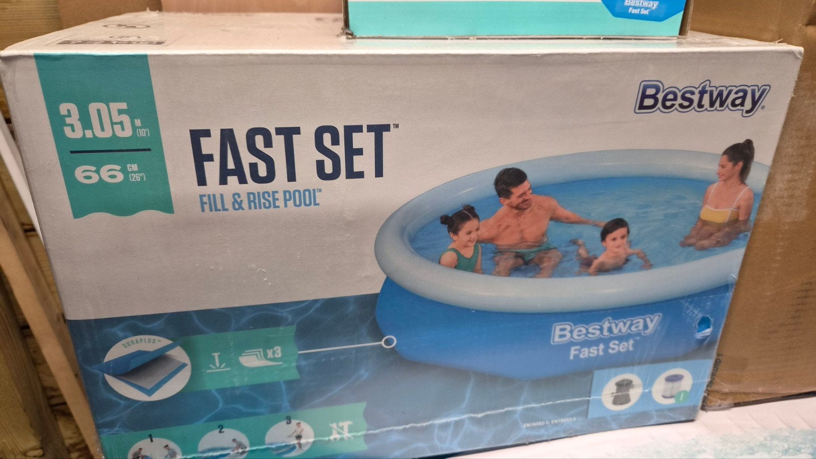 fast set zwembad 305cm rond van Bestway, maar 1x gebruikt!, Ophalen, Minder dan 80 cm, Rond, 300 cm of meer