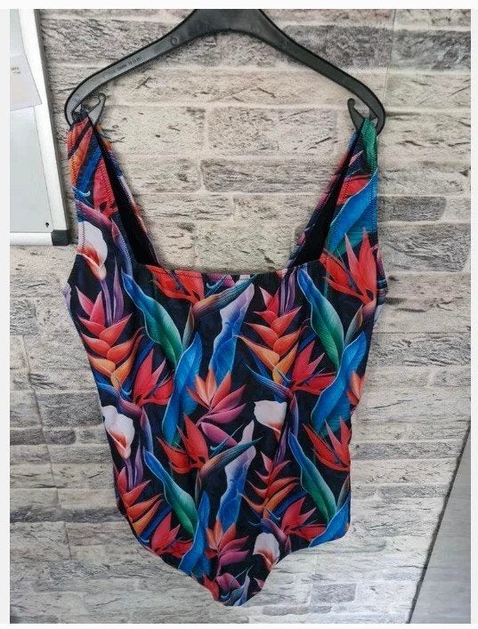 Zwart badpak met bloemen Maat 50 h, Zizzi, Zizzi, Meerkleurig, Onbekend
