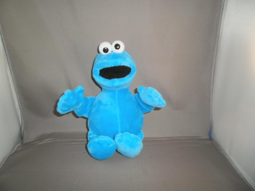sesamstraat koekie monster velours harde plastic ogen 26cm, Overige merken, Overige karakters, Overige typen, Blauw