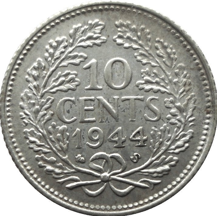 Nederland 10 cent 1944 (SE, FDC, zilver), Zilver, Ophalen of Verzenden, 10 cent, Koningin Wilhelmina