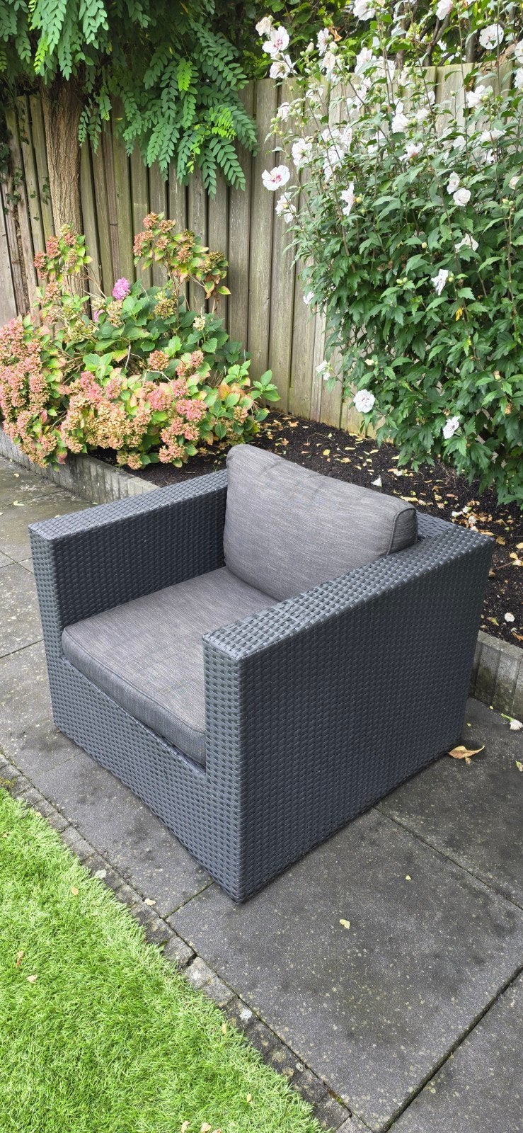tuinstoel wicker antraciet, Ophalen of Verzenden, Zo goed als nieuw, Wicker