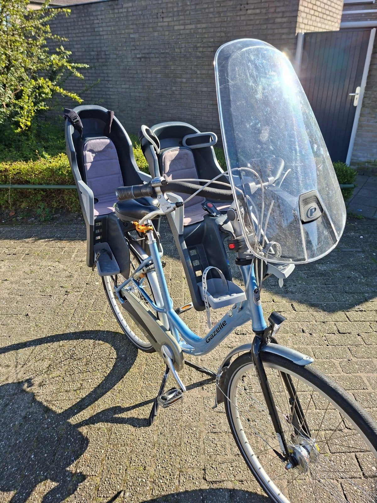 Gazelle mamafiets met 2 kinderzitjes en windscherm, Ophalen of Verzenden