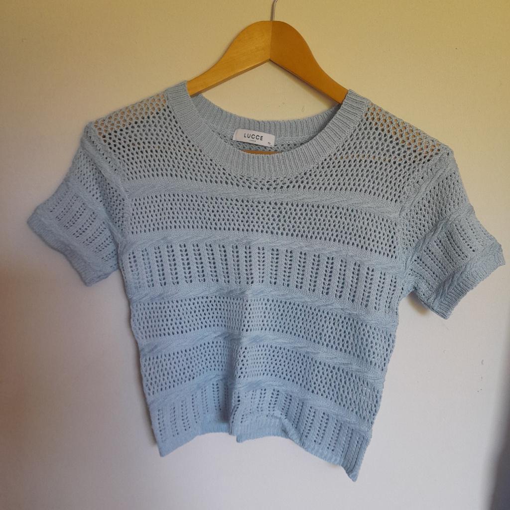 gebreid kort truitje lichtblauw nieuw, Kleding | Dames, Truien en Vesten, Maat 38/40 (M), Blauw, Overig, Nieuw