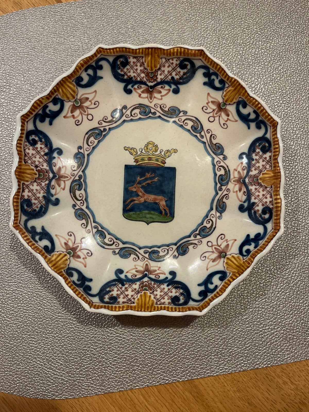 8-hoekig Makkumer wandbord met wapenschild bord, Ophalen of Verzenden