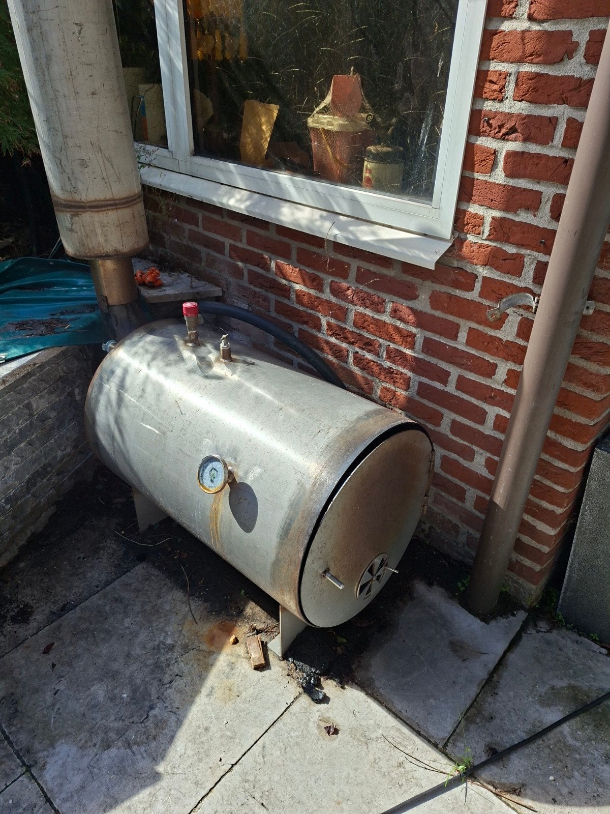 Houtkachel met rookgascondensor en zwembadpompen, Tuin en Terras, Ophalen, Gebruikt, Verwarming