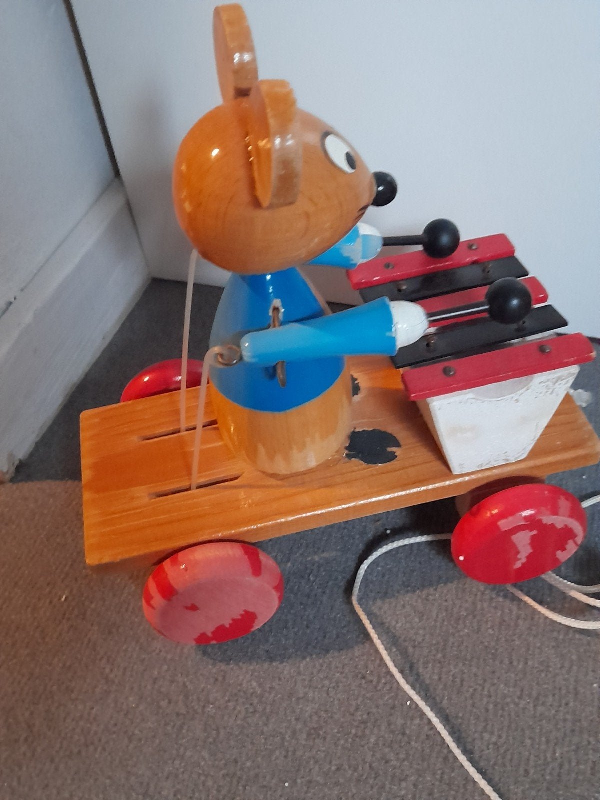 Vintage Houten Muis Xylofoon Trekfiguur Speelgoed, Ophalen of Verzenden