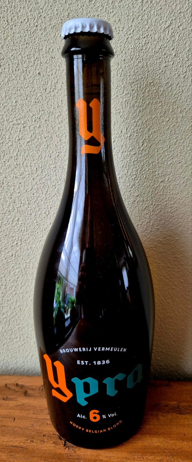 Fles Ypra Vermeulen / Omer Vander Ghinste blond bier België, Verzamelen, Ophalen of Verzenden, Zo goed als nieuw, Flesje(s), Overige merken