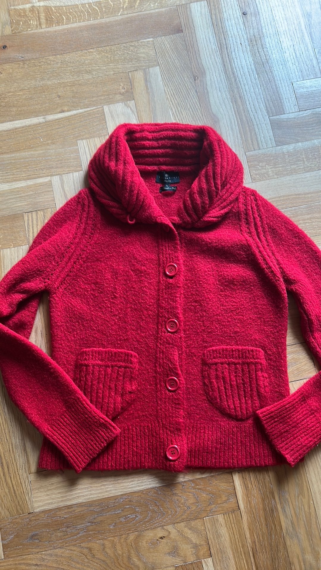 Essentiel antwerp wol vest rood L, Ophalen of Verzenden, Gedragen, Maat 42/44 (L), Rood