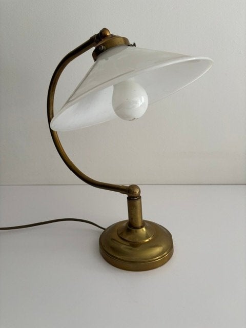 PR Home ‘Axel’ Tafellamp – Messing met Opaalglas (Art Deco), Ophalen