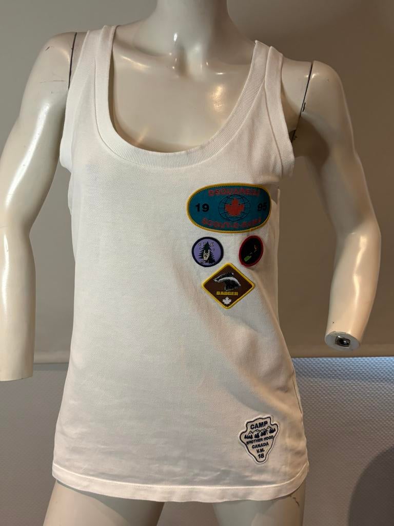 Dsquared2 shirt met emblemen maat m, Maat 38/40 (M), ., Wit, Ophalen of Verzenden
