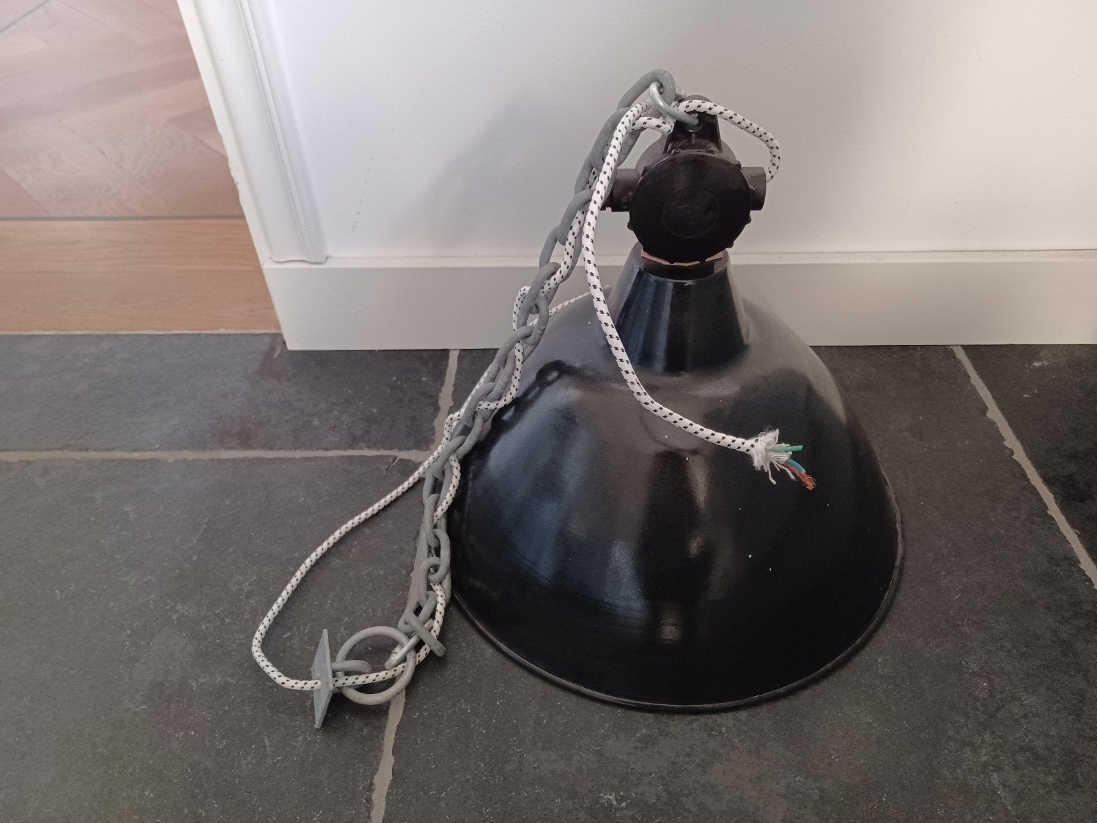️❤️ Bauhaus Fera ip55 hanglamp industrieel 1920/30, Ophalen, Gebruikt, Metaal, E27 (groot)