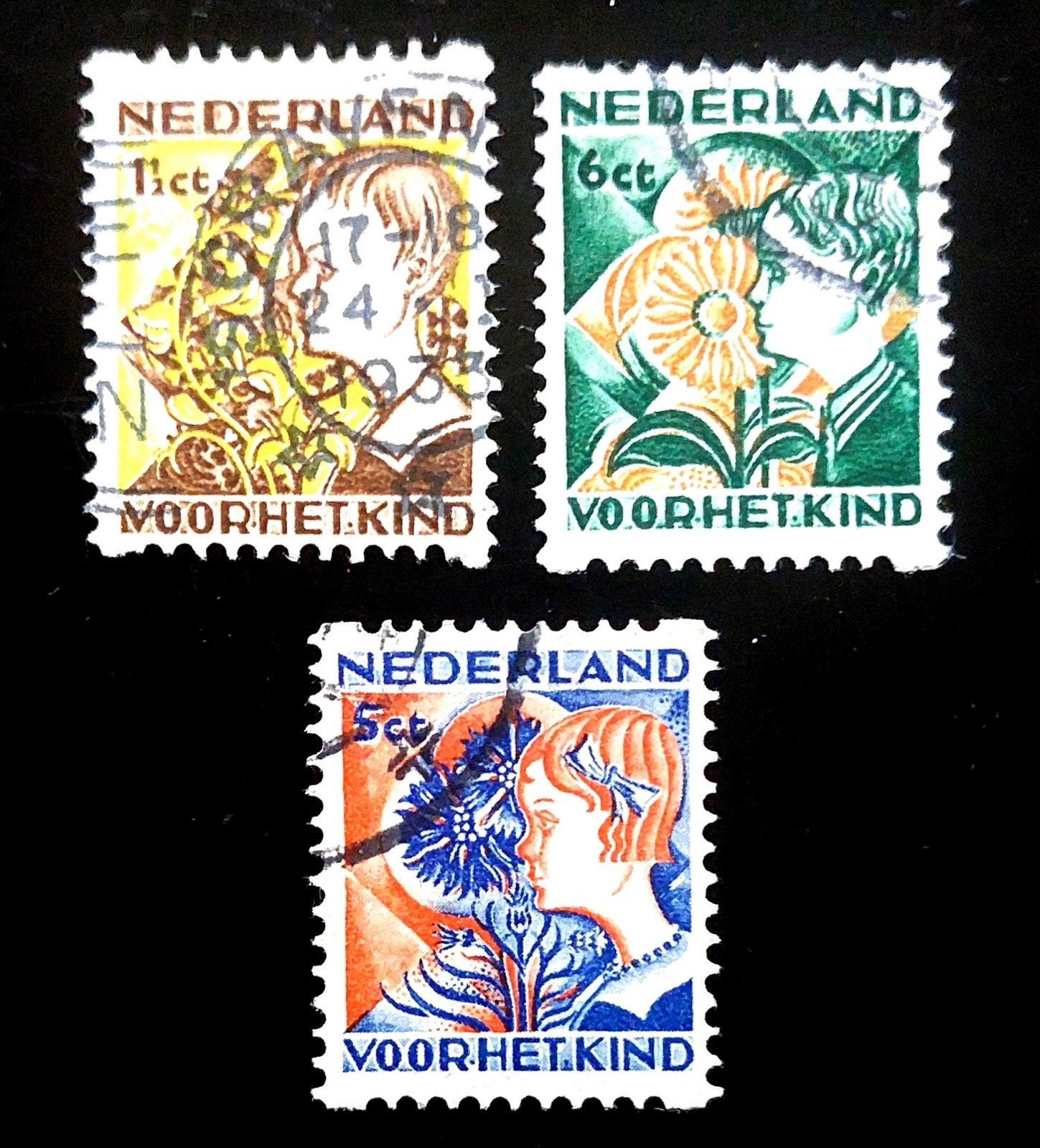 Kinderzegels 1932 gebruikt., Postzegels en Munten, Ophalen of Verzenden, T/m 1940, Gestempeld