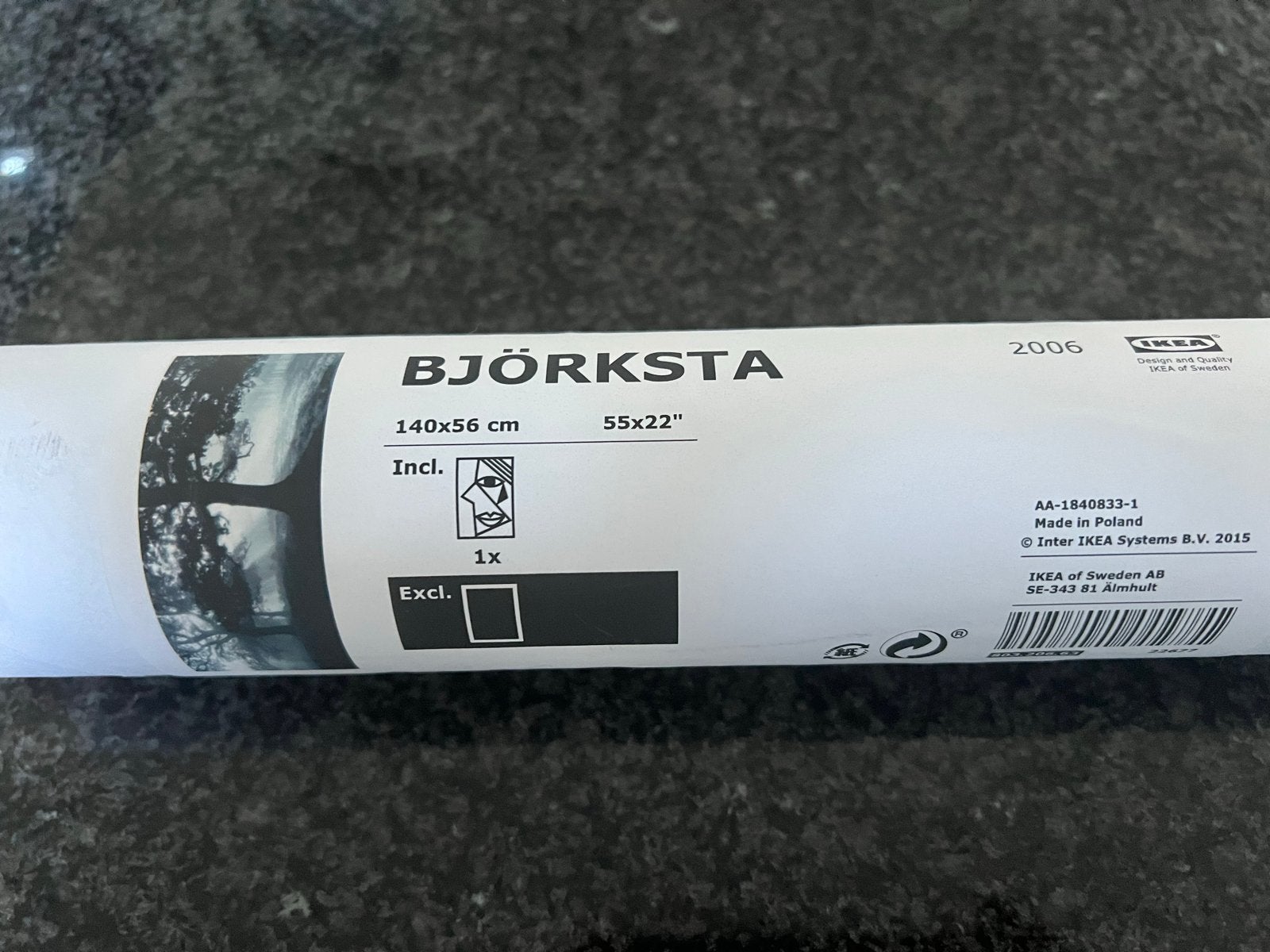IKEA BJÖRKSTA Canvas - Mystiek Bos Zwart-Wit, Ophalen, 50 – 75, Oorspronkelijke maker, 125 cm of meer