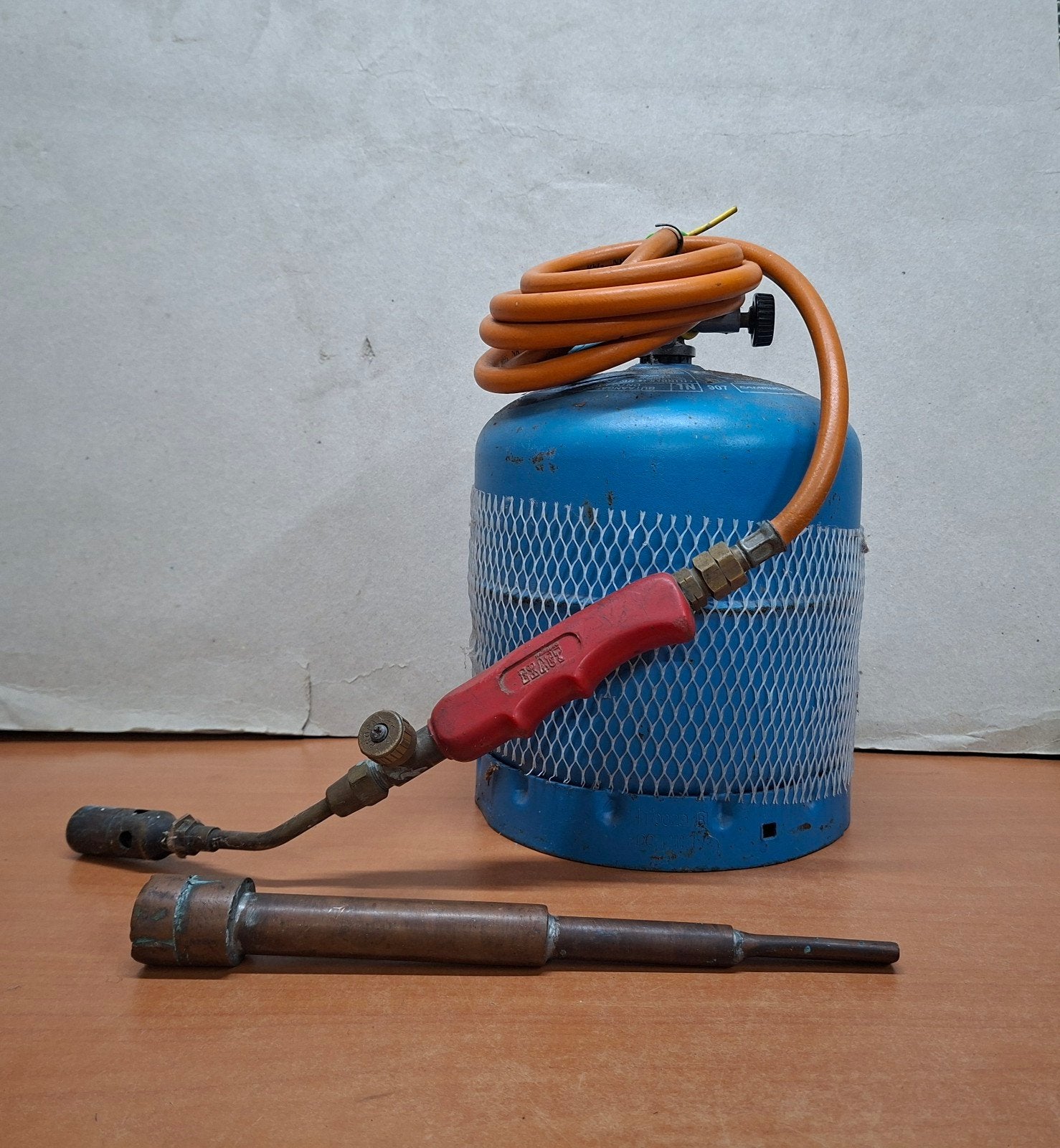 Campingaz gasbrander met gasfles,  soldeerbout en slang, Ophalen, Gebruikt