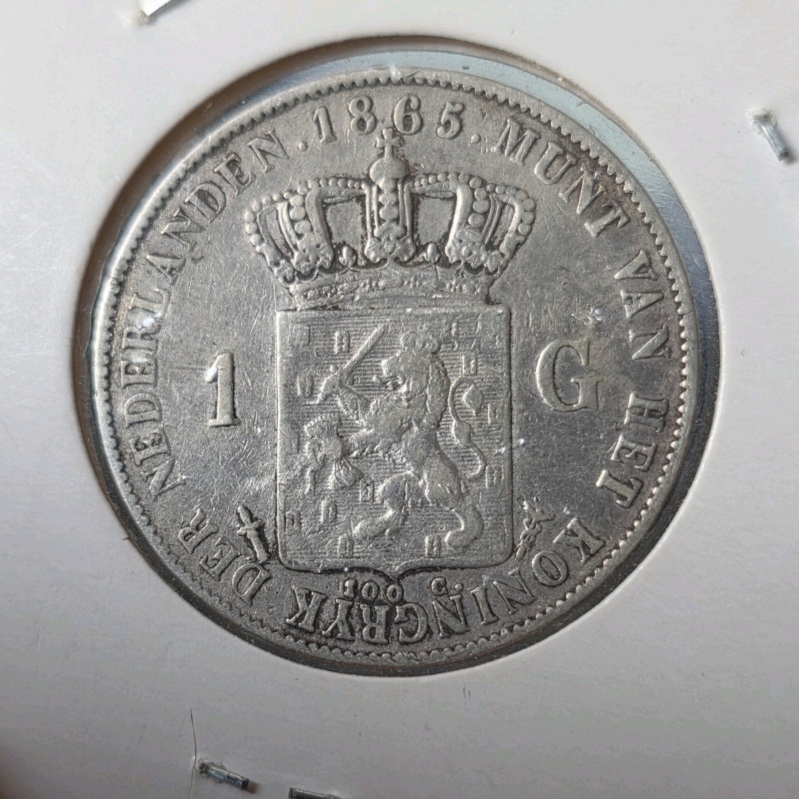 1 gulden 1865 Nederland, 1 gulden, Koning Willem III, Verzenden, Zilver