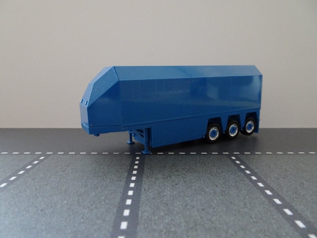 89 herpa 3-as glas oplegger blauw 1:87 truck trein trailer, Ophalen of Verzenden, Nieuw, Bus of Vrachtwagen, Herpa