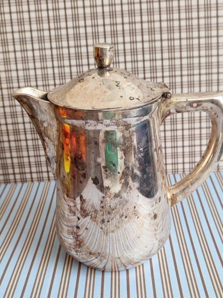 Vintage verzilverde koffiekan/theepot, 0.5L NS Restauratie, Ophalen of Verzenden, Gebruikt, Trein, Overige typen