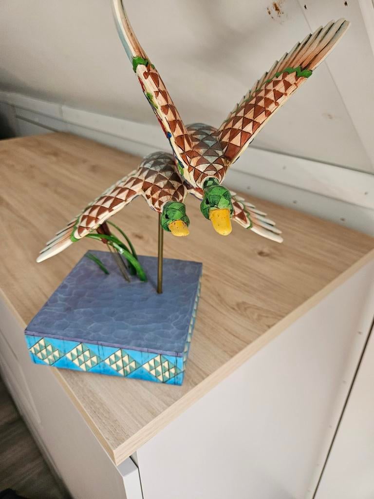 Kunstwerk decoratie eend 30cm3, landelijke, brocante, dieren, Ophalen of Verzenden