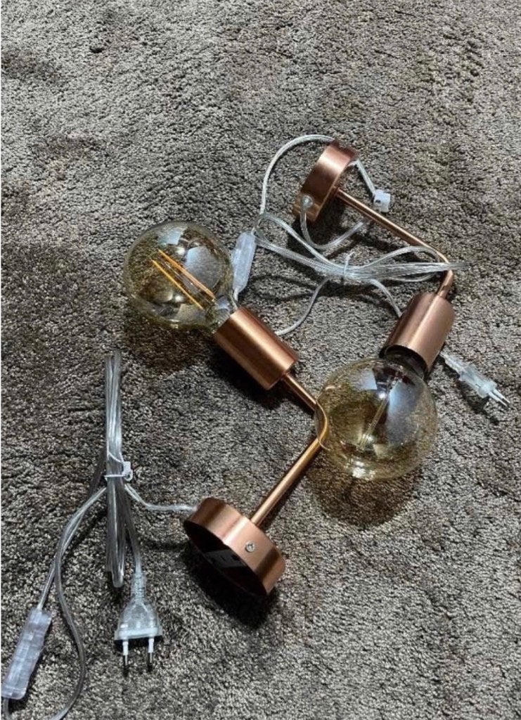 2 stuks losse lampen bronz kleur compleet verlichting, Huis en Inrichting, Ophalen of Verzenden, Zo goed als nieuw, E27 (groot)