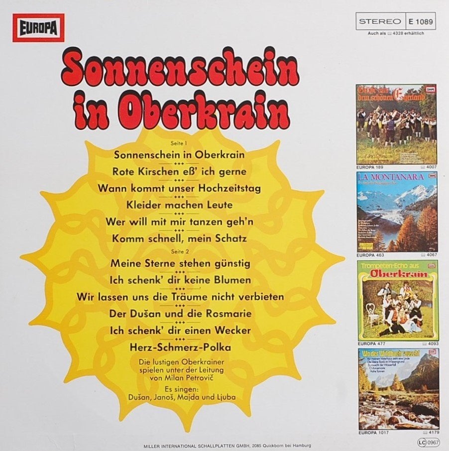 Sonneschein in Oberkrain - Oostenrijkse Volksmuziek LP, LP, Verzenden, Traditioneel en Volksmuziek, Zo goed als nieuw