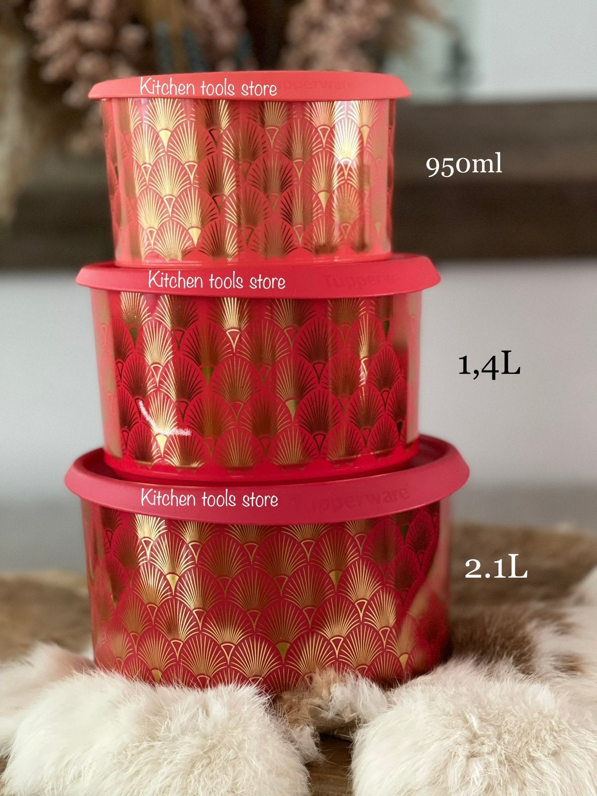 Nieuw Tupperware Saturnus Set (3) koektrommels voorraad, Nieuw, Ophalen of Verzenden, Rood, Met deksel