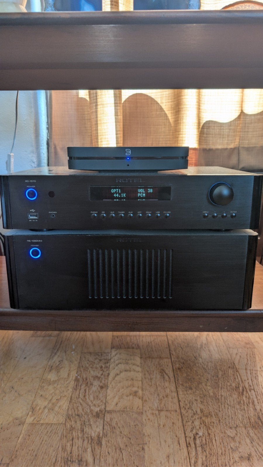Rotel RC-1570 + RB-1582 MkII High-End Versterkerset, Ophalen of Verzenden, Gebruikt, 120 watt of meer, Overige merken