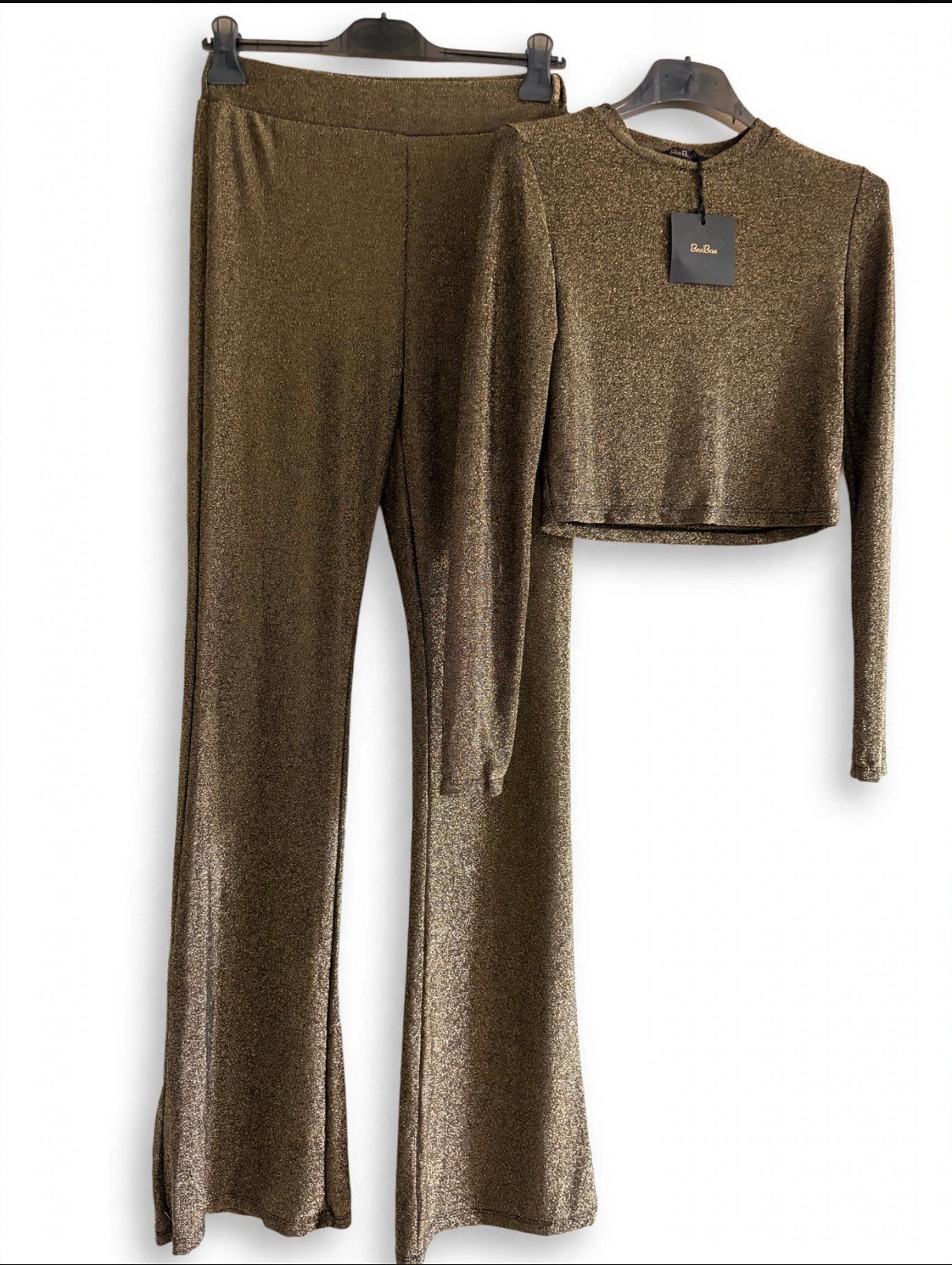 * nieuw 2 Dlg set Boe Bou Gold Glitter / bruin, Maat 38/40 (M), Nieuw, Ophalen of Verzenden, Lang