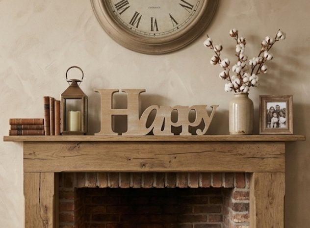 Riverdale Houten 'Happy' decoratie - 49 cm breed, Hout, Ophalen of Verzenden, Bruin, Landelijk
