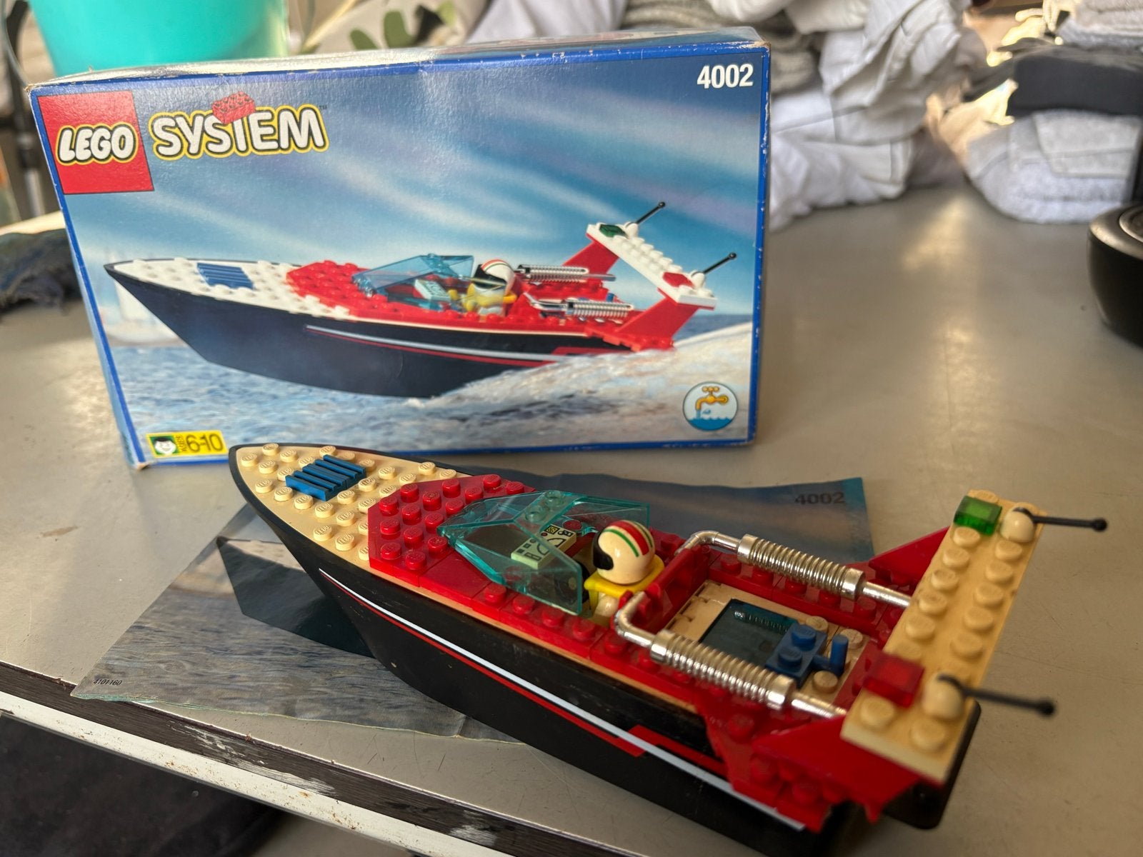 Lego raceboot 4002 met nette doos en bouwschema, Kinderen en Baby's, Ophalen, Gebruikt