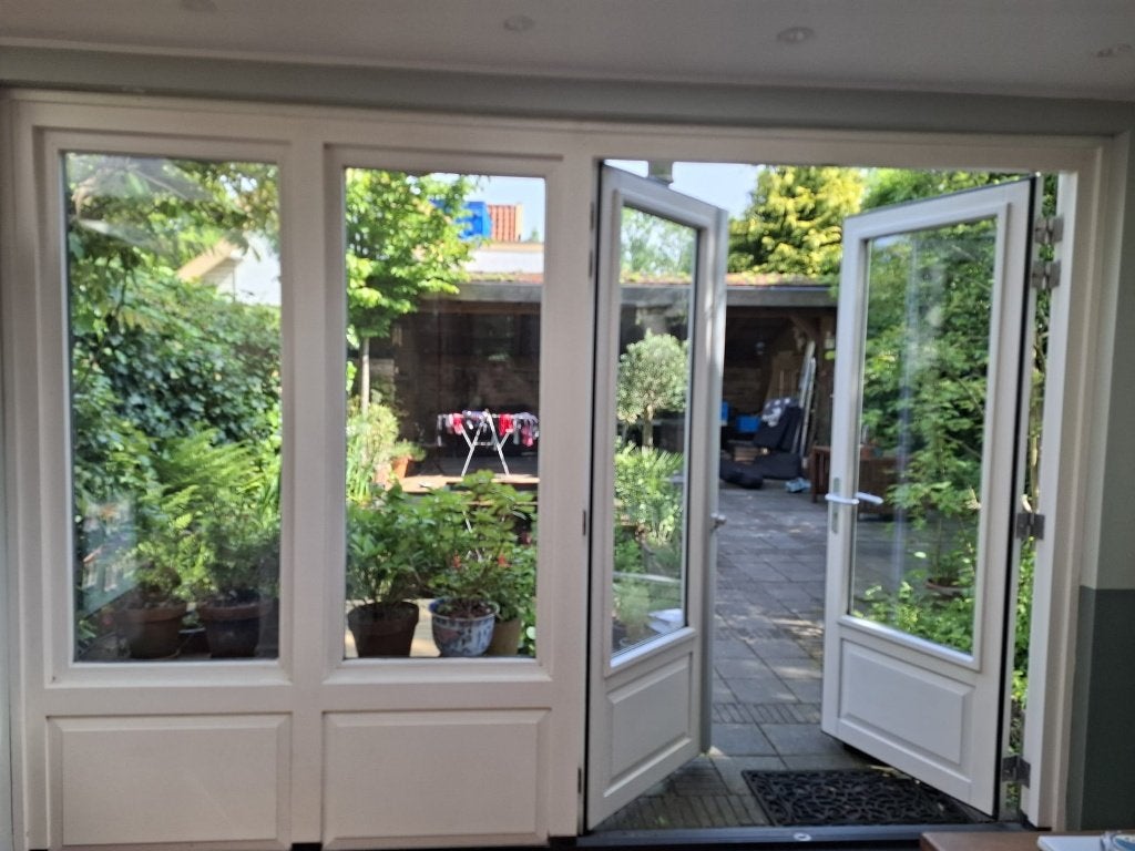Hardhouten kozijn 234 (h) x 338 (b) met HR++ glas, Doe-het-zelf en Verbouw, Kozijnen en Schuifpuien, Ophalen, Gebruikt, 225 cm of meer