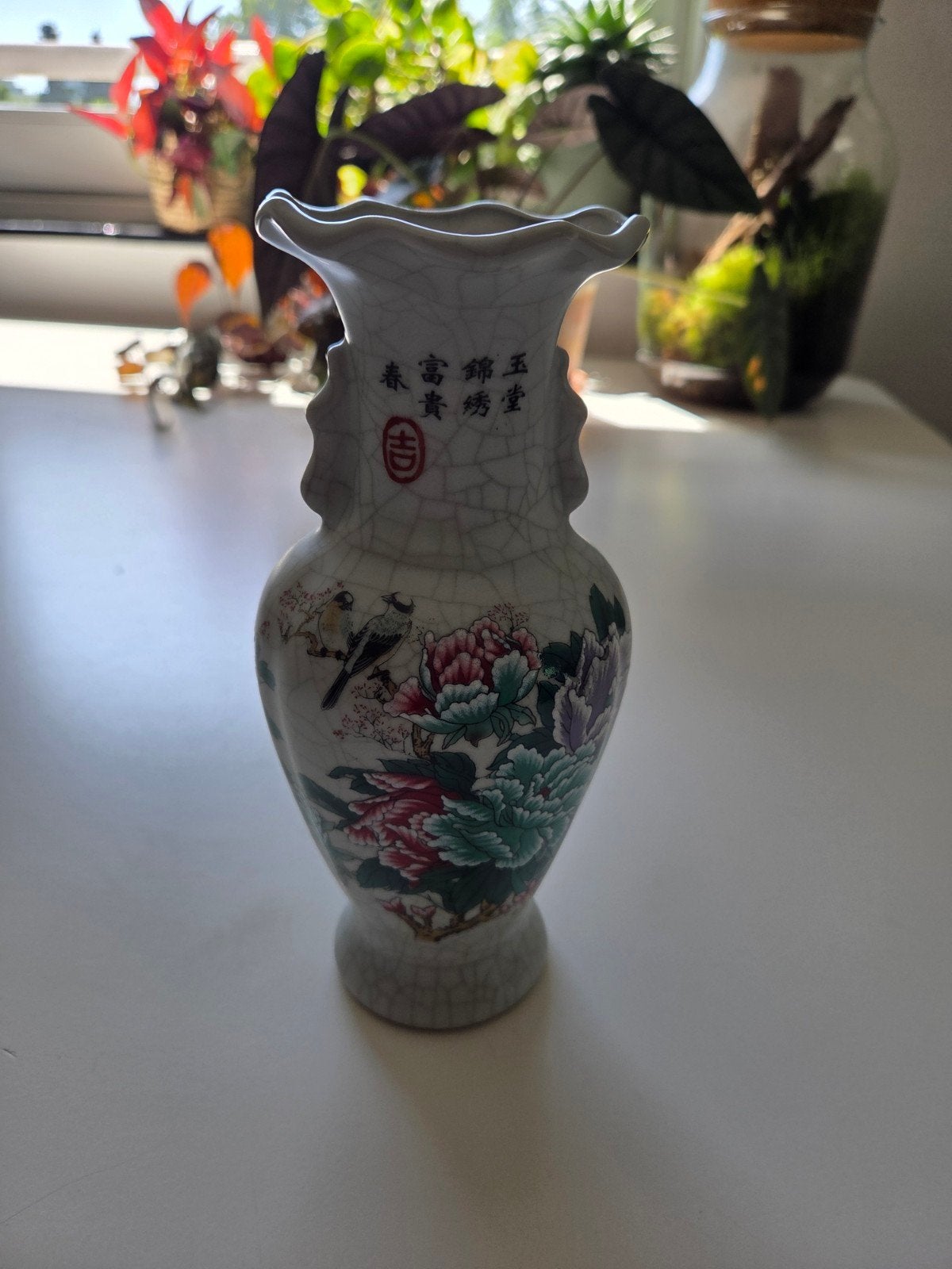 Vintage Chinese craquelé porseleinen vaas, Ophalen of Verzenden
