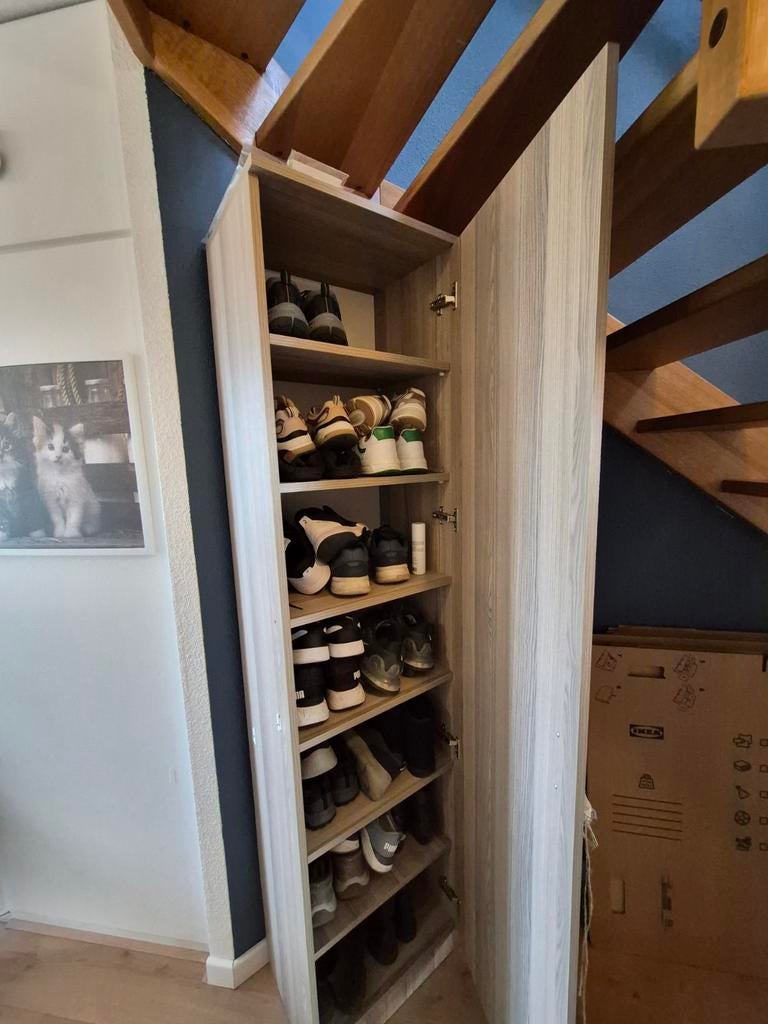Schoenenkast met 8 planken - Houtlook, Ophalen of Verzenden, Gebruikt, Modern, Houtlook