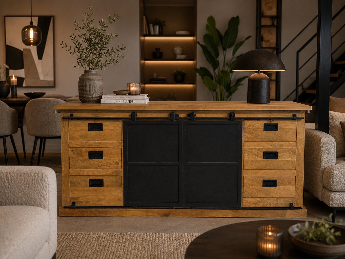 Dressoir Lotte / Milan / Fresno 200cm, Ophalen, Industrieweg 25, Rj, 150 tot 200 cm