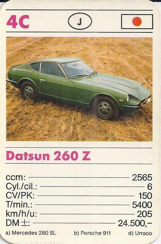 Kw95 autokaartje 4c datsun 260 z, Ophalen of Verzenden, Zo goed als nieuw, Auto's