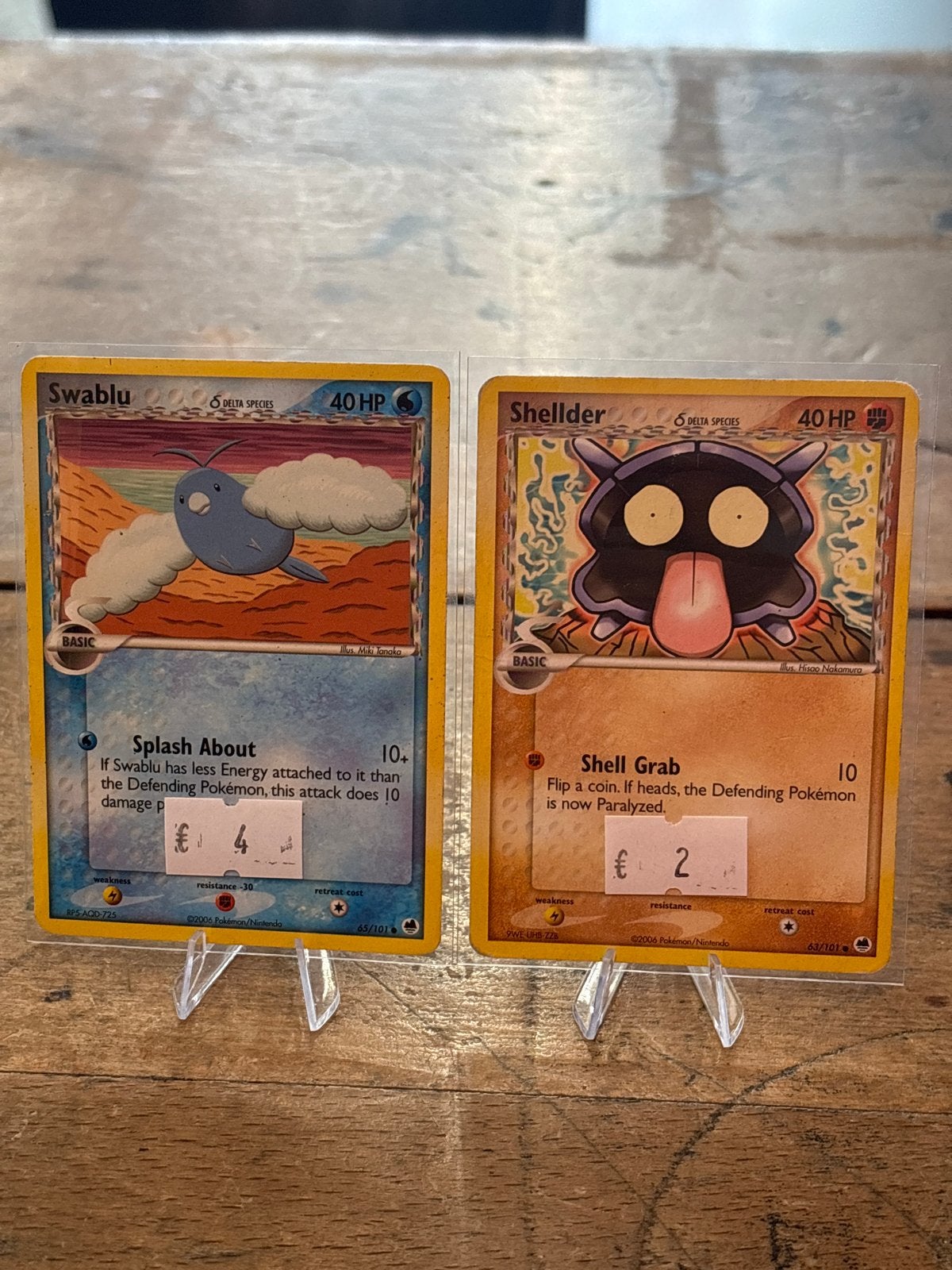 Pokémon kaarten: Swablu en Shellder (Delta Species), Ophalen of Verzenden, Gebruikt, Meerdere kaarten