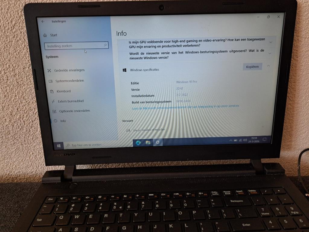 Te koop Lenovo laptop, Ophalen, Gebruikt, 2 tot 3 Ghz, 512 GB
