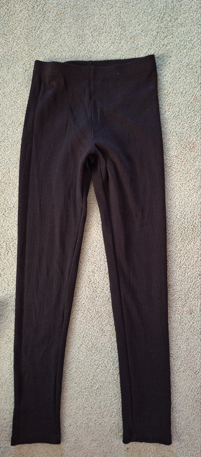 Legging  geribd, maat 134, zwart, H&M, Broek, Meisje, H&M, Ophalen of Verzenden