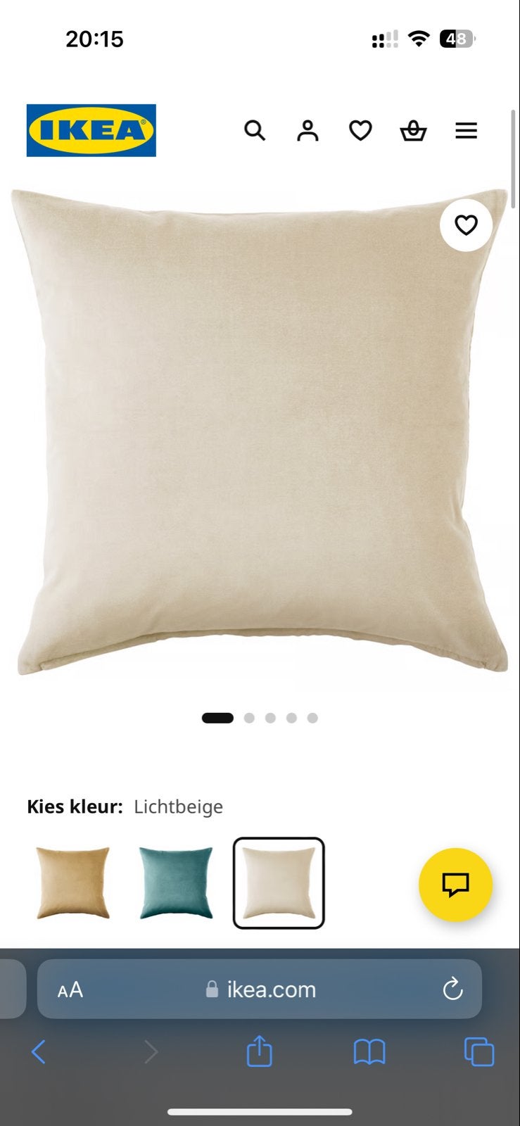 2x IKEA SANELA Kussens 65x65 cm - Lichtbeige, Ophalen of Verzenden, Zo goed als nieuw, Beige, Vierkant