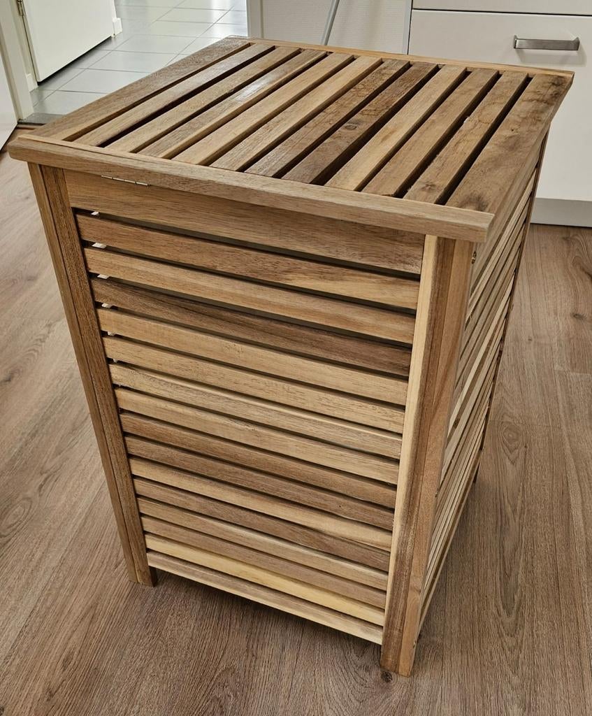 Houten wasmand met stoffen uitneembare waszak, Huis en Inrichting, Ophalen, Minder dan 50 cm, Minder dan 50 cm