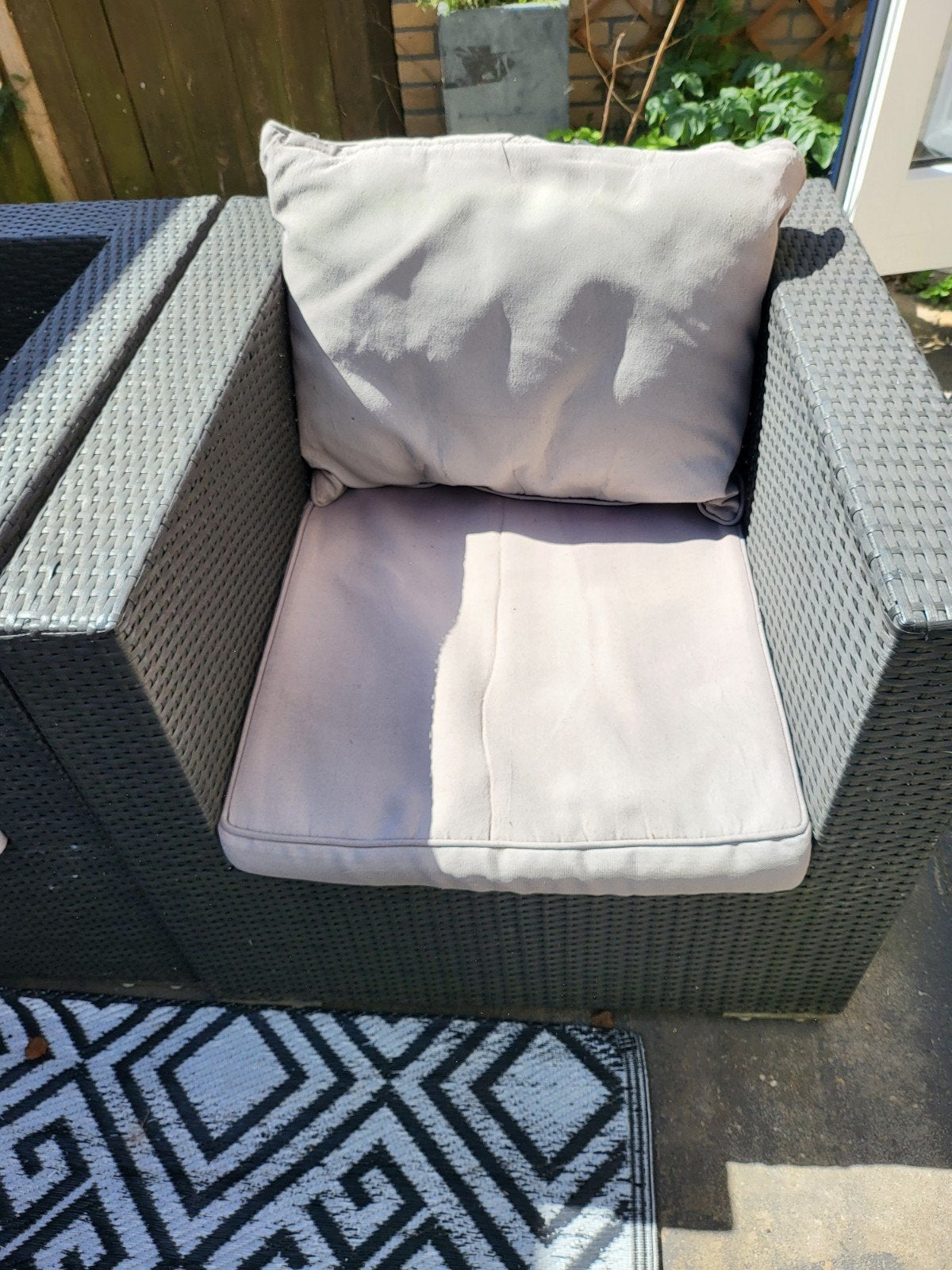 Comfortabele Wicker Tuinstoel met Kussens, Ophalen of Verzenden