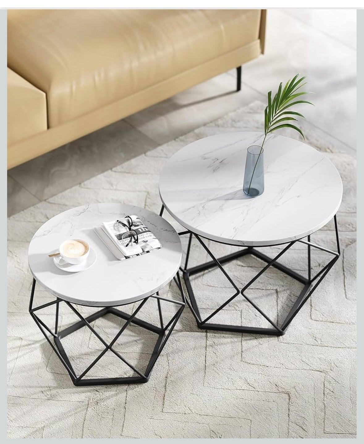 Vasagle Round Coffee Tables, Set of 2 Side Tables, Ophalen of Verzenden, Nieuw, Rond