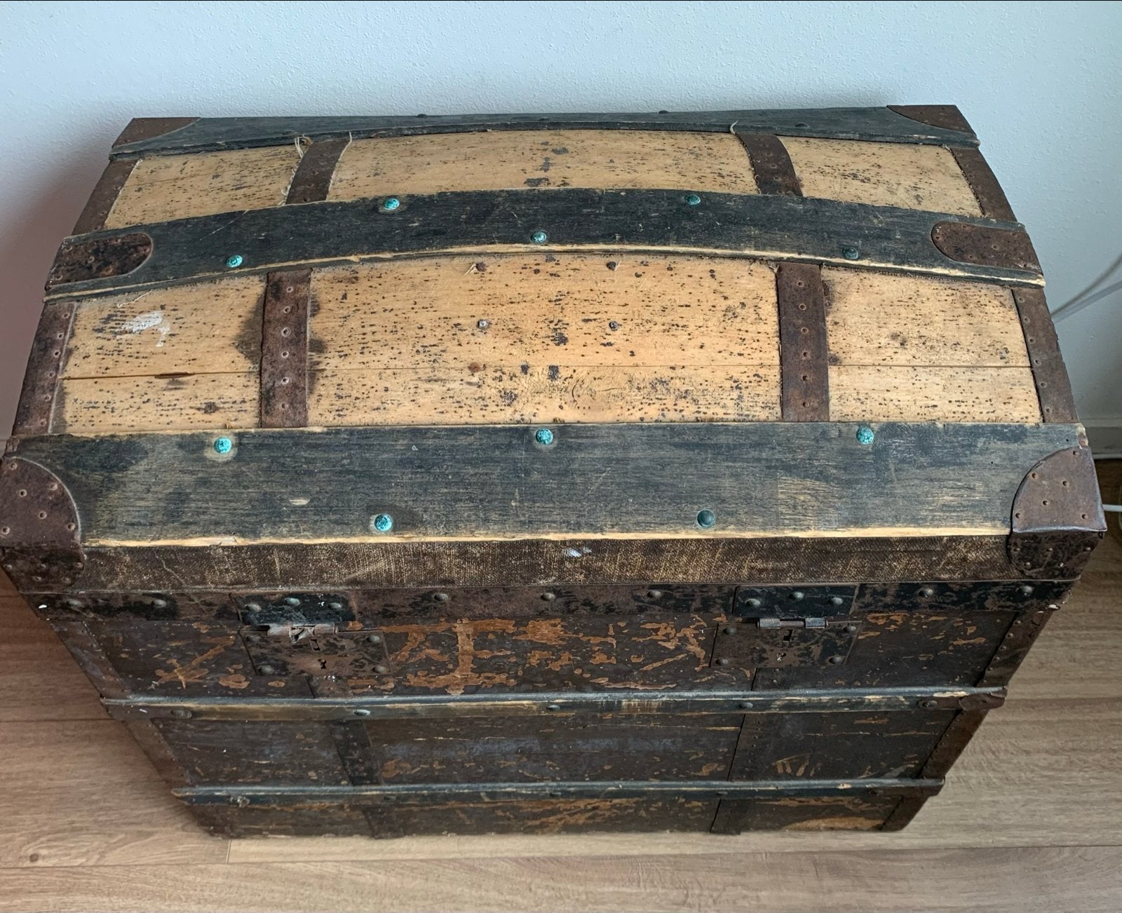 Antieke houten reiskoffer / kist, Ophalen of Verzenden
