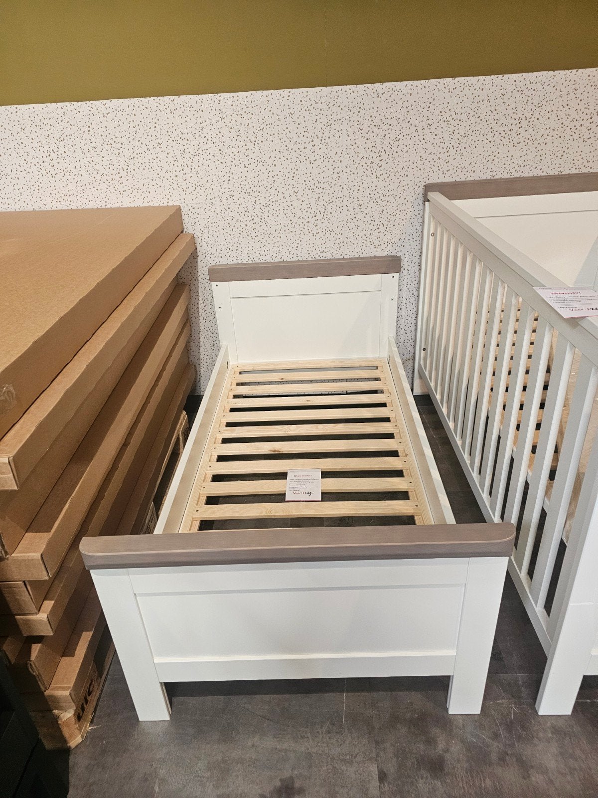 Savigno juniorbed 70x140, wit/grijs, Ophalen, Zo goed als nieuw, Overige typen