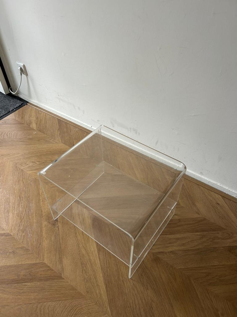 Bijzettafeltje transparant, Minder dan 55 cm, Rond, Zo goed als nieuw, Ophalen