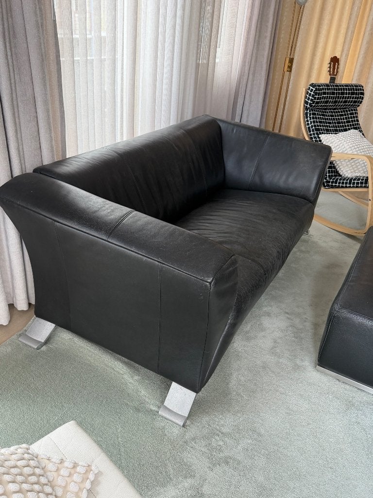 Black Leather 2.5 Seat Sofa by Rolf Benz, Ophalen, Gebruikt, 150 tot 200 cm, Tweepersoons