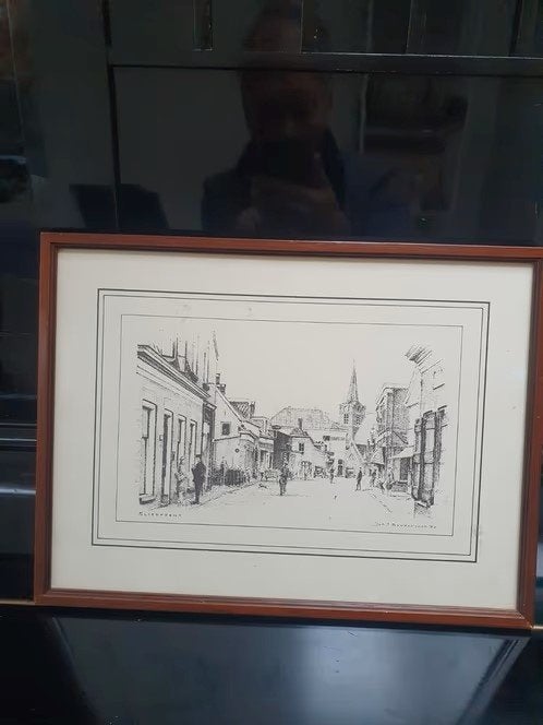litho prent Sliedrecht Joh. T Bendervoet 1932 -2010, Antiek en Kunst, Ophalen