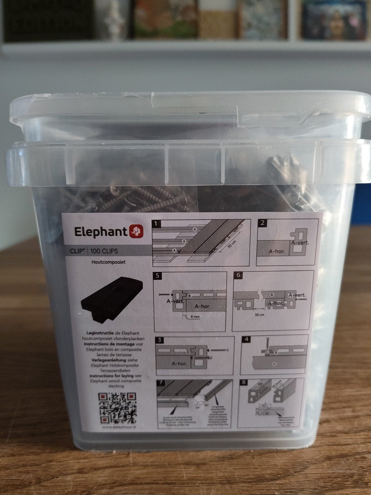 Elephant Houtcomposiet Clips Antraciet - Nieuw en Compleet, Overige typen, Nieuw, Ophalen of Verzenden, Minder dan 50 mm