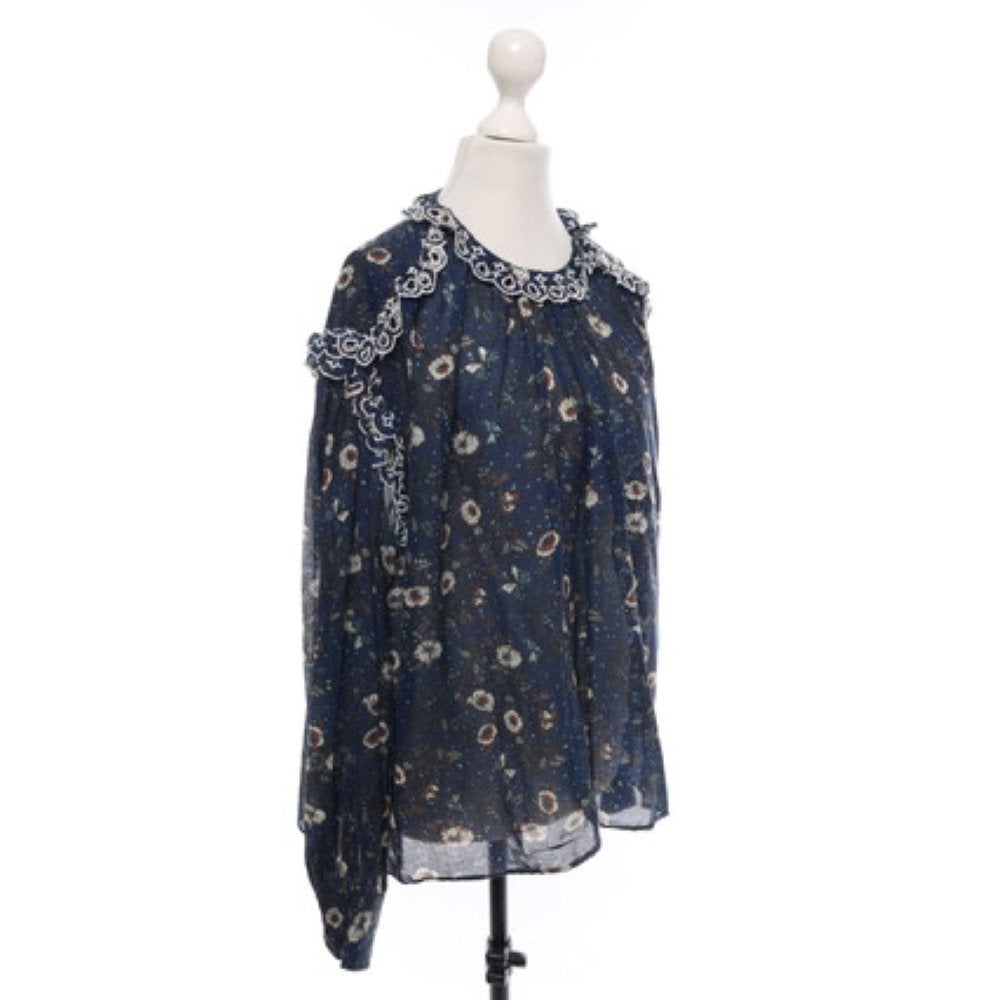Isabel Marant Etoile blauw gebloemde boho blouse EU36, Isabel Marant, Maat 46/48 (XL) of groter, Nieuw, Lange mouw