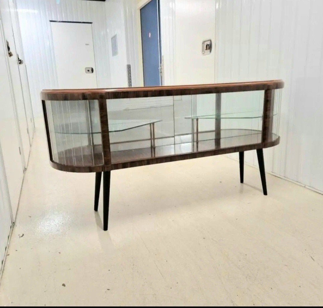 Unieke Handgeschilderde Vintage Vitrinekast – Jaren '60/'70, Gebruikt, Ntp, Glas, Ntp