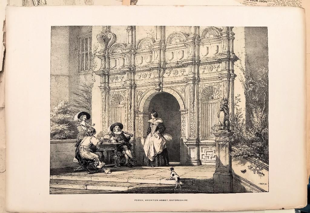 Lithografie Porch Wroxton Abbey Oxfordshire [c1841] J. Nash, Antiek en Kunst, Ophalen of Verzenden